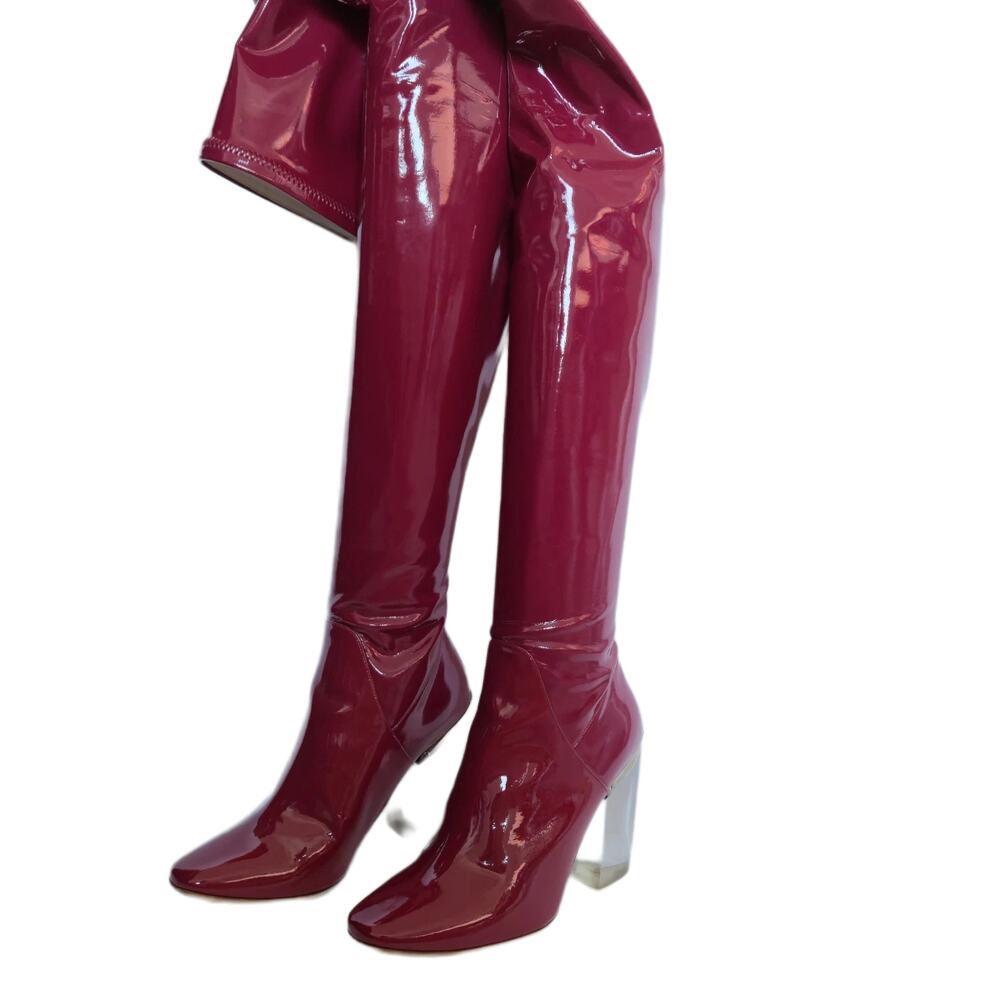 Christian Dior Magenta Vinyl Thigh-High Heeled Boots, EU 35.5 (US 5.5)